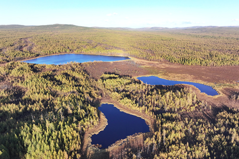 2024年9月11日,汗馬國家級自然保護區濕地中的牛耳湖、牛腿湖、牛心湖。 (汗馬國家級自然保護區管理局 供圖)