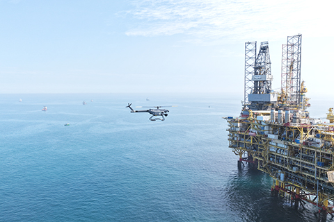 圖為無人機正在進行海底管線巡線作業。 (中國海油供圖)