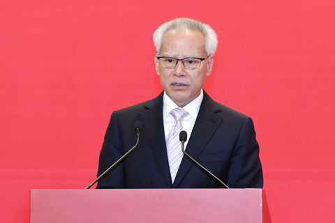 ◎ 行政長官岑浩輝在廣東省二0二六年春茗(澳門)上致辭。